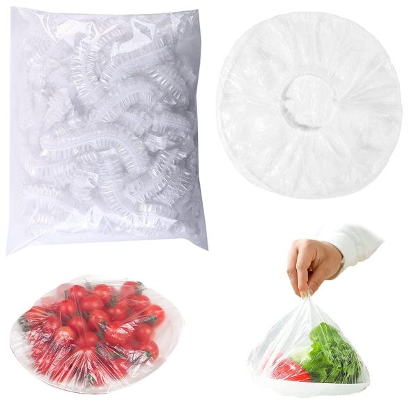 100pcs Stretchable Plastic Food Covers – Disposable Transparent Wrap For Bowls, Plates, Fruits, Vegetables – Anti-dust, Food-grade Cling Film