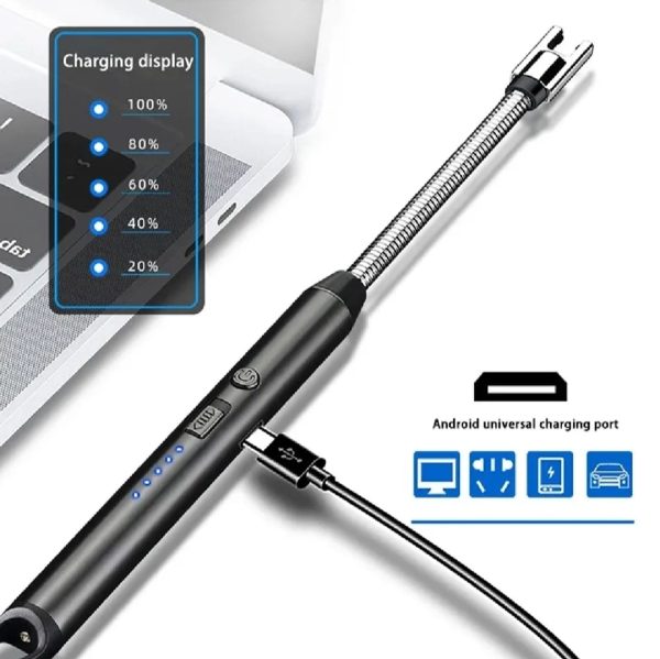 360° Outdoor Kitchen Lighter – Usb Rechargeable Plasma Arc Lighter With Safety Lock & Flexible Elbow For Candles, Bbq & Stoves (random Color)