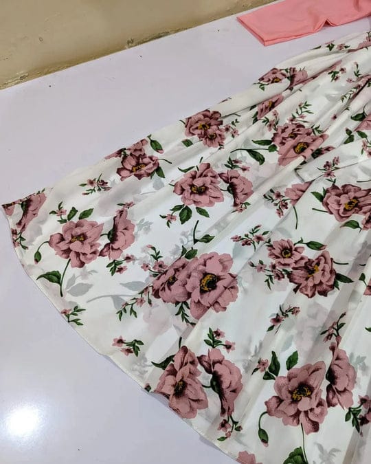 2 pcs Stylish Floral Print Maxi Dress with Pink Jacket - Women's Western Wear - Floral Maxi