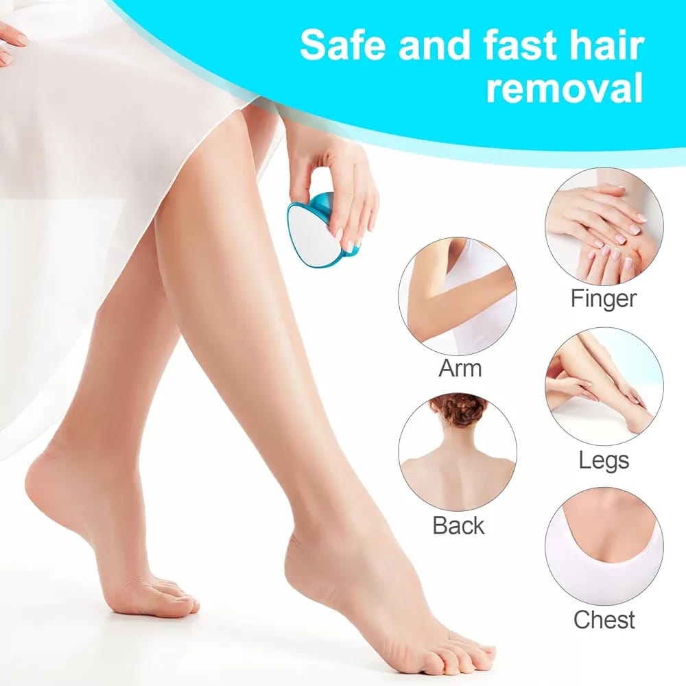 2 in 1 Double-Sided Nano Glass Callus Remover & Crystal Hair Eraser – Safe & Quick Foot File, Dead Skin & Hard Callus Remover, Painless Epilator for Women, Portable Pedicure Tool (Random Color)