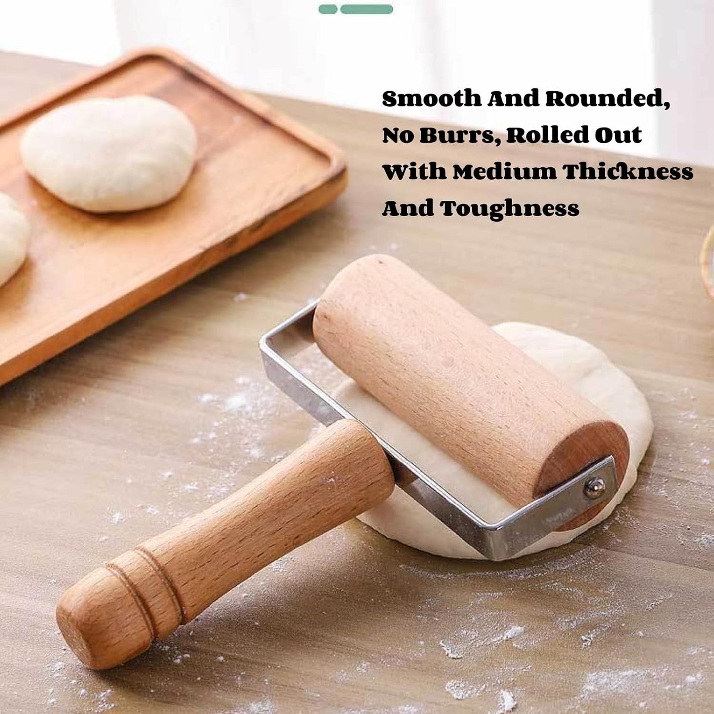 2pcs Wooden Rolling Pin for Baking – Hand Push Dough Roller with Non-Stick Surface, Lightweight & Kid-Friendly