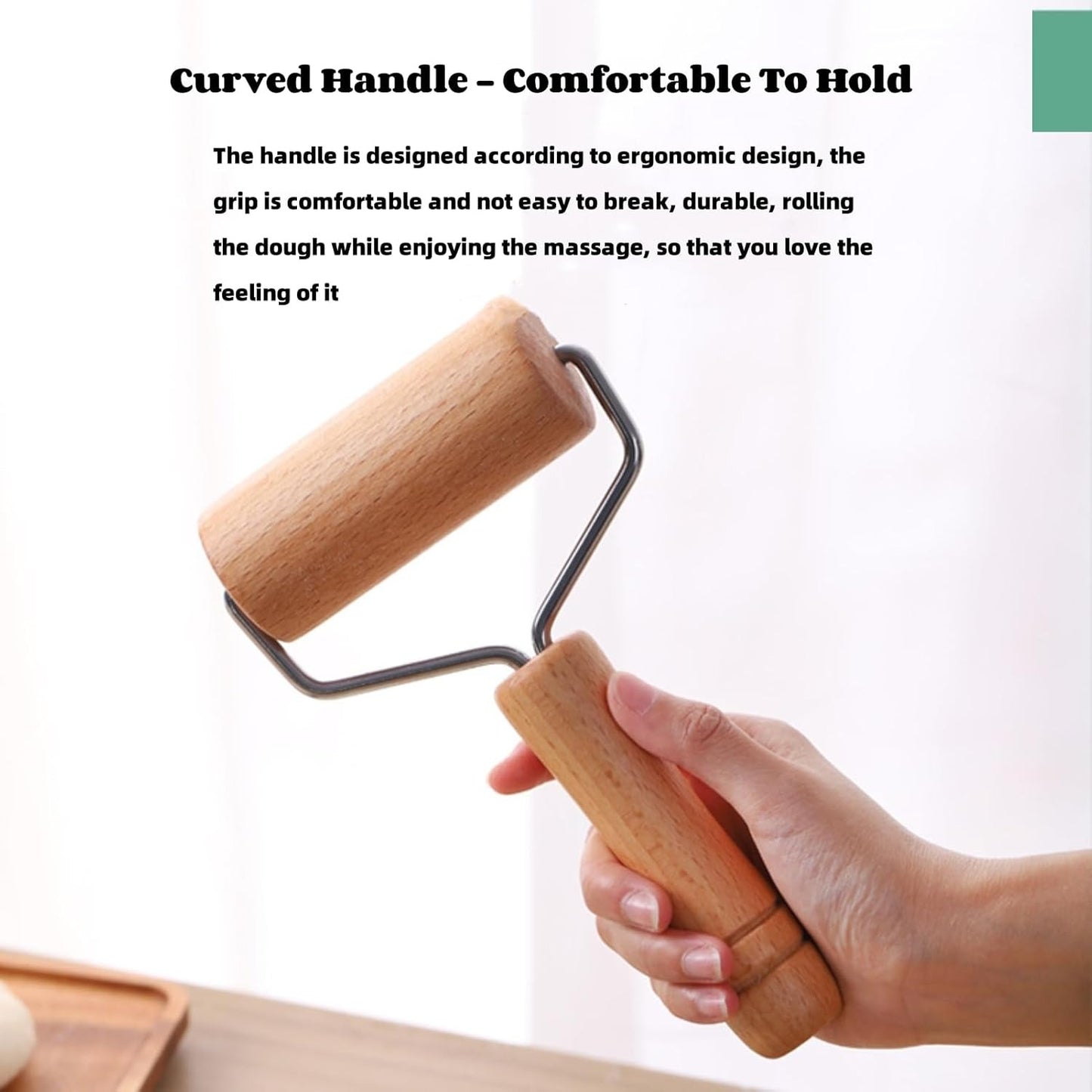 2pcs Wooden Rolling Pin for Baking – Hand Push Dough Roller with Non-Stick Surface, Lightweight & Kid-Friendly