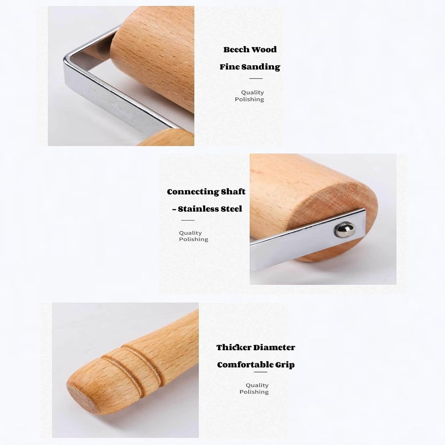 2pcs Wooden Rolling Pin for Baking – Hand Push Dough Roller with Non-Stick Surface, Lightweight & Kid-Friendly