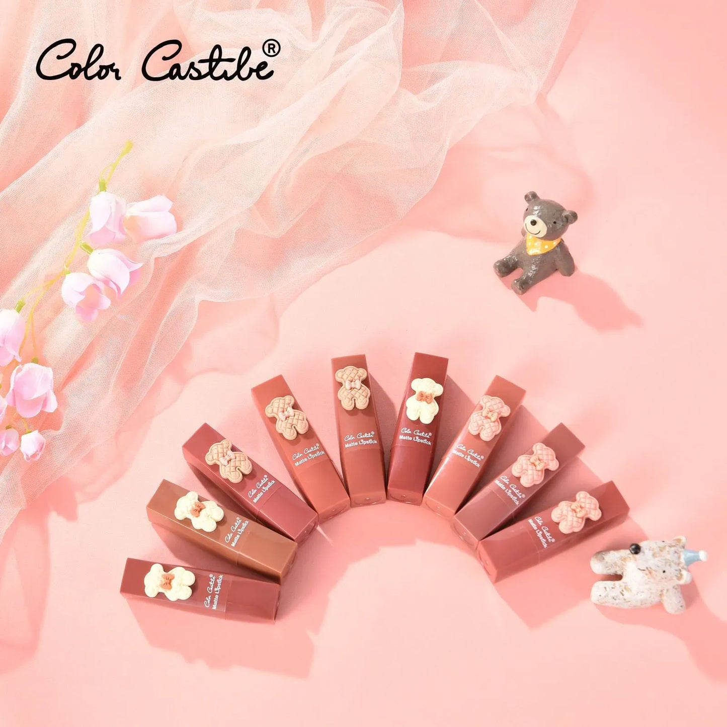 Color Castile Pack of 3 Bear Shape Matte Lipsticks – Long-Lasting, Bold & Vibrant Makeup Essential