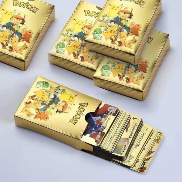 Pokemon Plastic Cards Collection Box – 52 Cards Per Pack | 3d Pokemon Trading Cards | Durable Plastic Cards | Gold, Black & Silver Color Options | Premium Collector’s Edition Gift Set