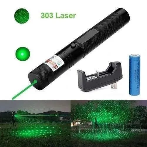 High-Power 303 Green Laser Pointer with Adjustable Focus – Rechargeable 3.7V Battery, Charger &amp; Safety Lock – Rechargeable Green Laser Light, Green Laser Pointer, Green Beam Light
