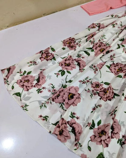 2 pcs Stylish Floral Print Maxi Dress with Pink Jacket - Women's Western Wear -  Floral Maxi