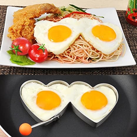 4PCs Stainless Steel Egg Ring Mold Set – Fun Shaped Fried Egg &amp; Pancake Moulds (Star, Heart, Flower, Circle) for Creative Cooking