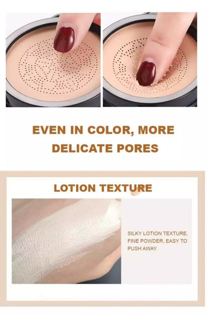 SUNISA Waterproof Mushroom Head Air Cushion Foundation – BB &amp; CC Cream with Moisturizing Liquid Base and Sponge Applicator