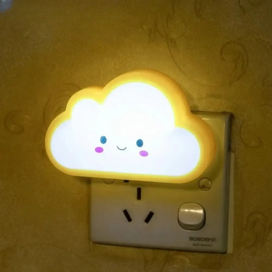 Smiley Cloud Plug-In LED Night Light – Soft Warm Glow Baby Lamp, Kids Night Light for Bedroom &amp; Nursery (Random Color)
