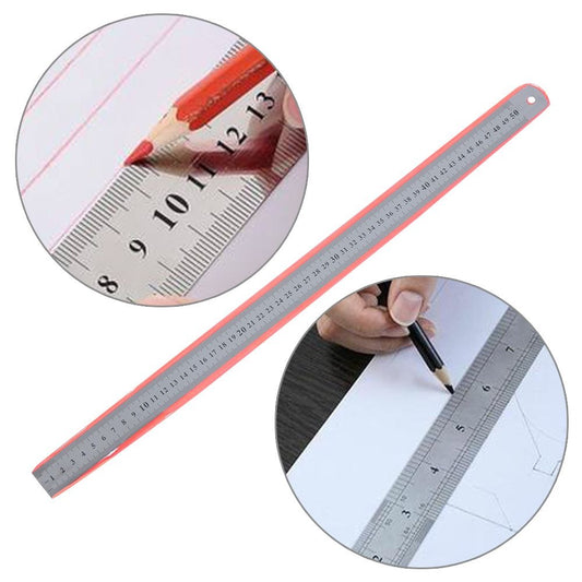 Stainless Steel 12-Inch Ruler – Silver Tone, Durable and Precise Measuring Tool for School, Office, Engineering, Drafting, and DIY