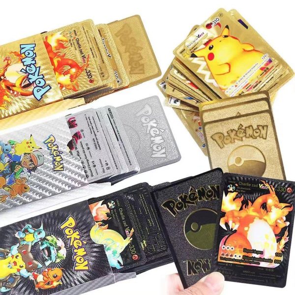 Pokemon Plastic Cards Collection Box – 52 Cards Per Pack | 3d Pokemon Trading Cards | Durable Plastic Cards | Gold, Black & Silver Color Options | Premium Collector’s Edition Gift Set
