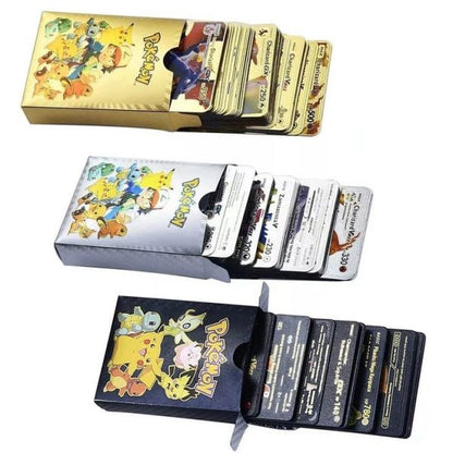 Pokemon Plastic Cards Collection Box – 52 Cards Per Pack | 3d Pokemon Trading Cards | Durable Plastic Cards | Gold, Black & Silver Color Options | Premium Collector’s Edition Gift Set